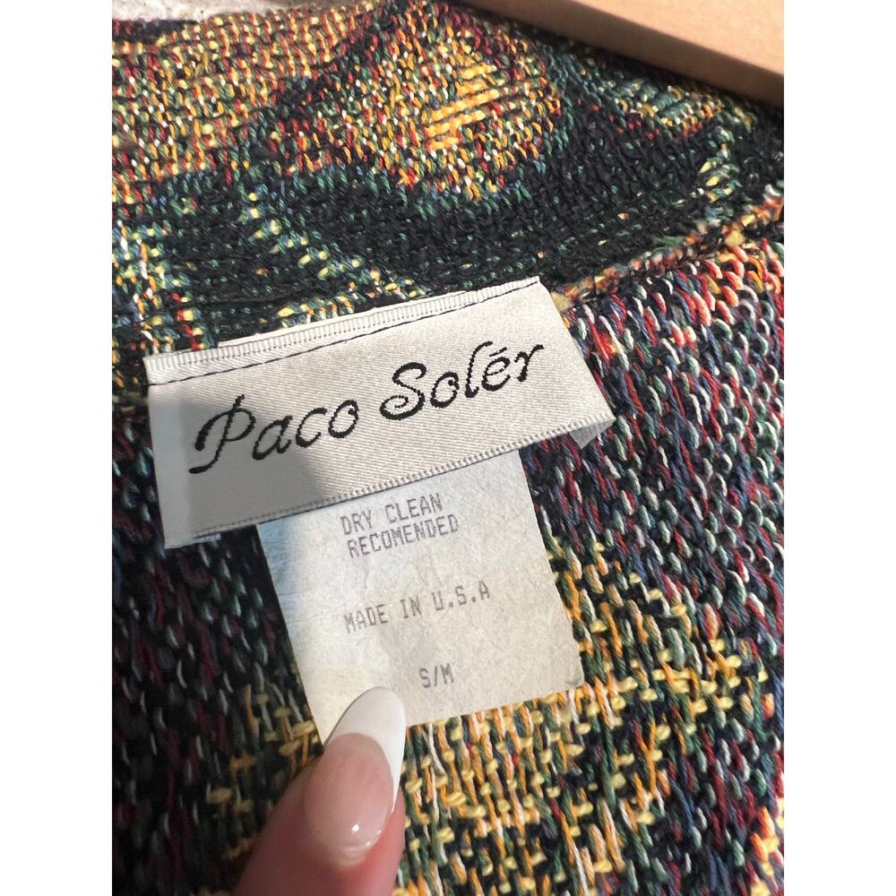 Vintage Paco Soler Cotton Tapestry Jacket Fruit Floral Gold & Black Size S/M JL - Picture 7 of 8